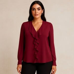 Elie Tahari 100% Silk Burgundy Blouse